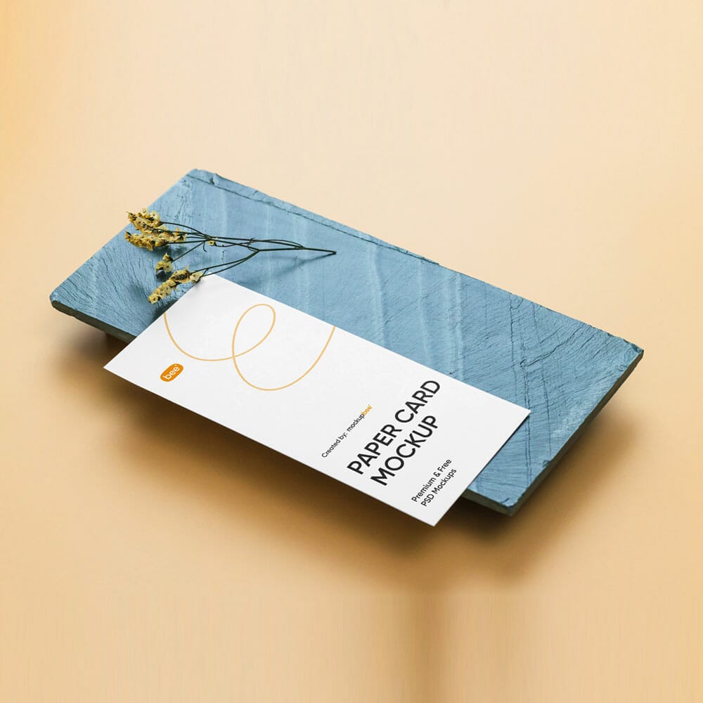 Free Paper Card On Brick Mockup