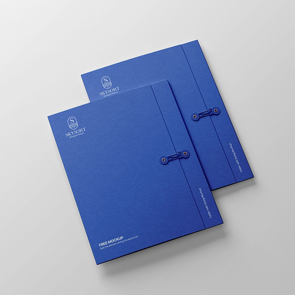 Free Paper Folder With String Mockup