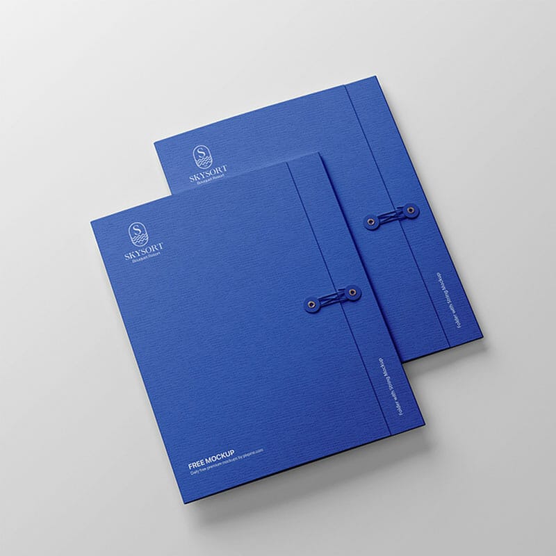 Free Paper Folder With String Mockup
