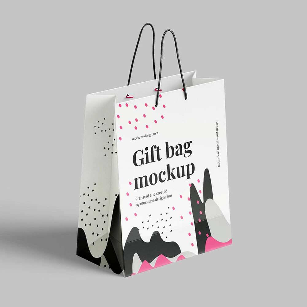 Free Paper Gift Bag Mockup