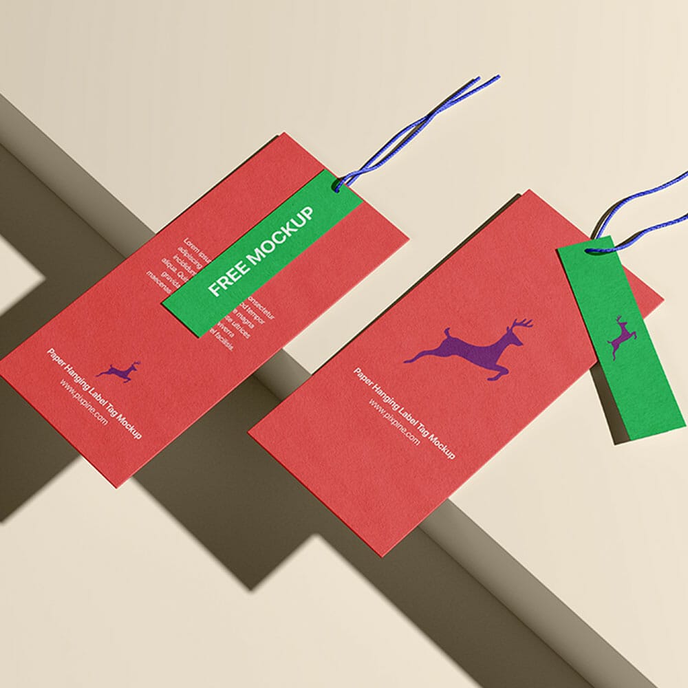 Free Paper Hanging Label Tag Mockup
