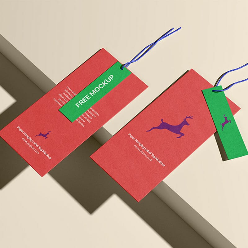 Free Paper Hanging Label Tag Mockup