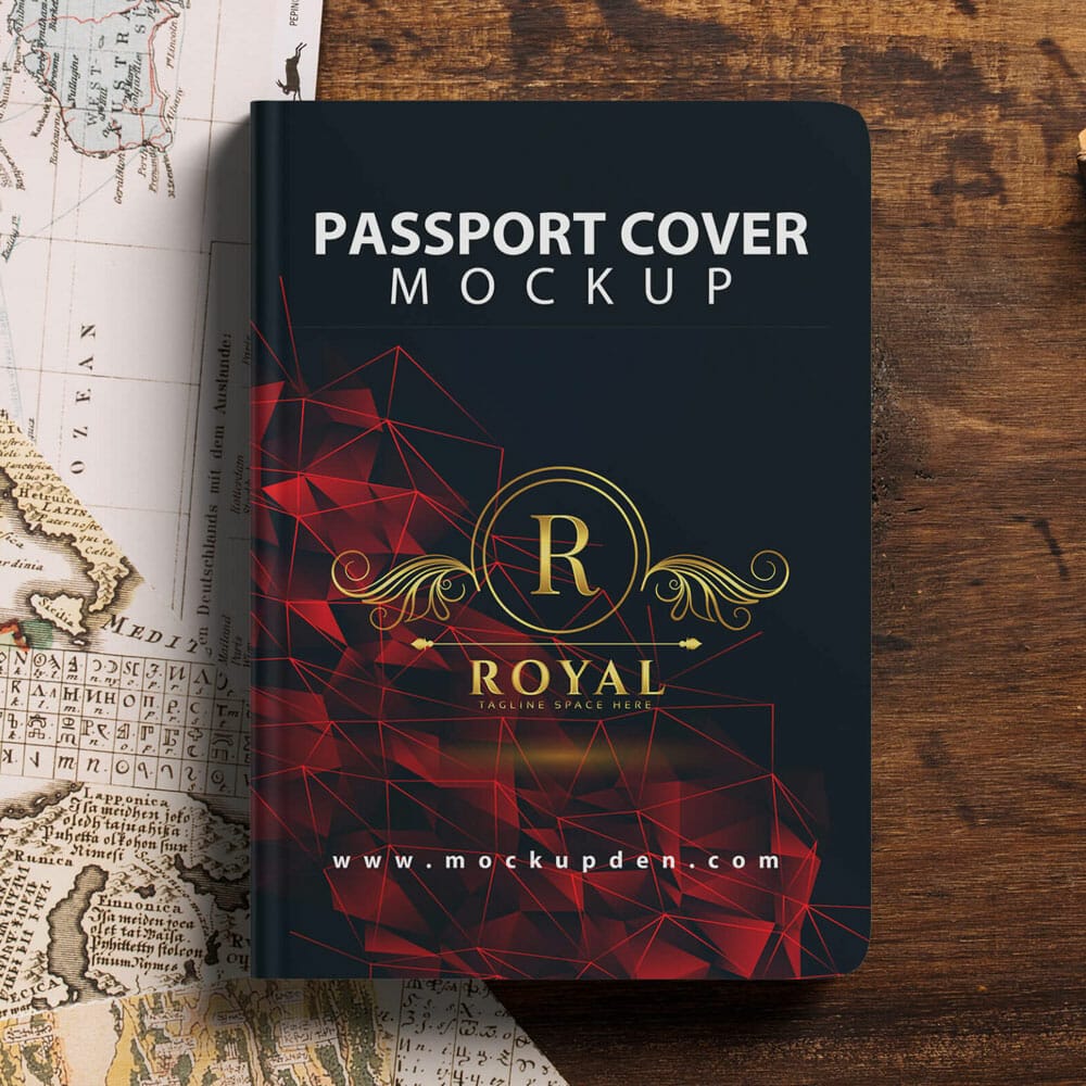 Free Passport Cover Mockup PSD Template