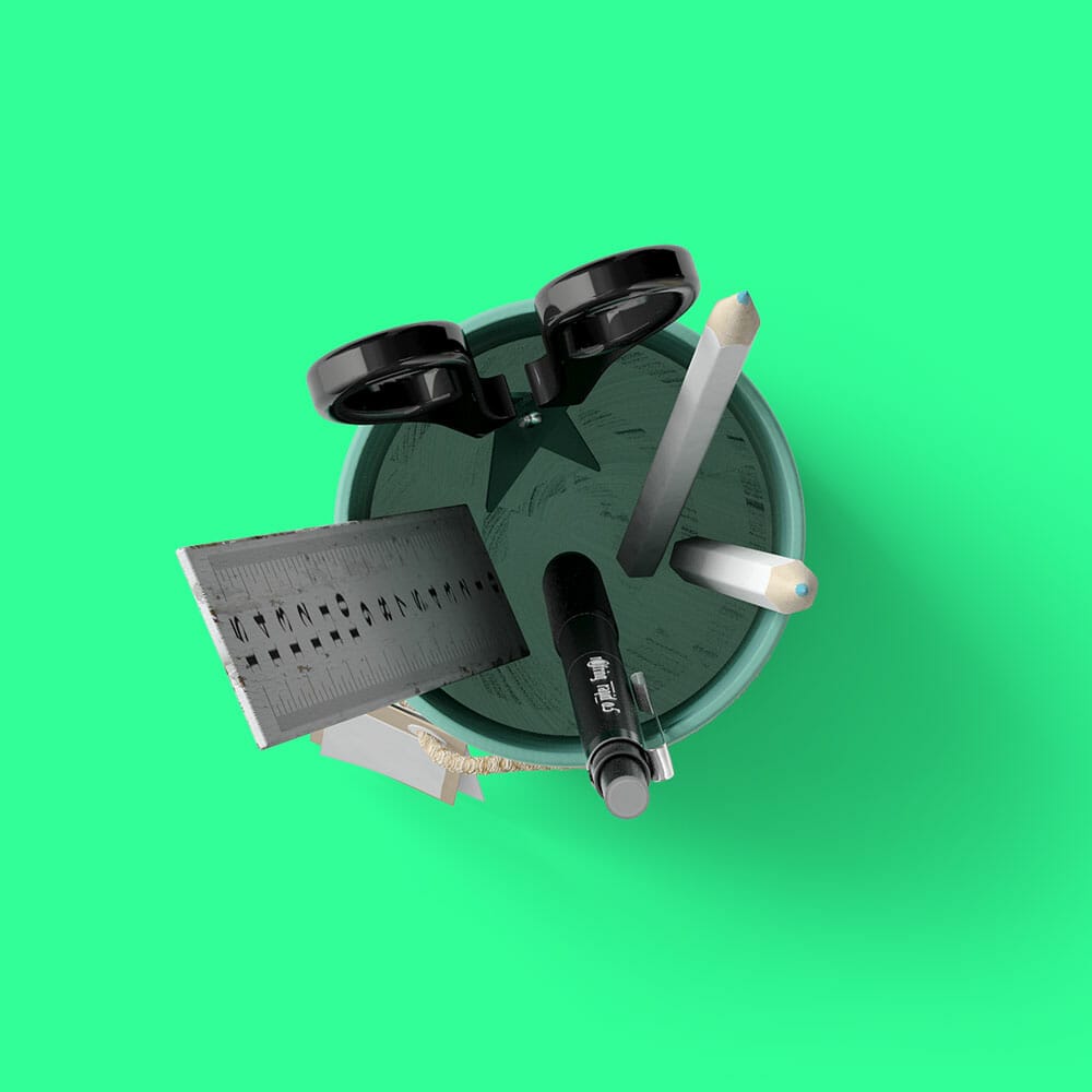 Free Pen Stand Mockup Top View