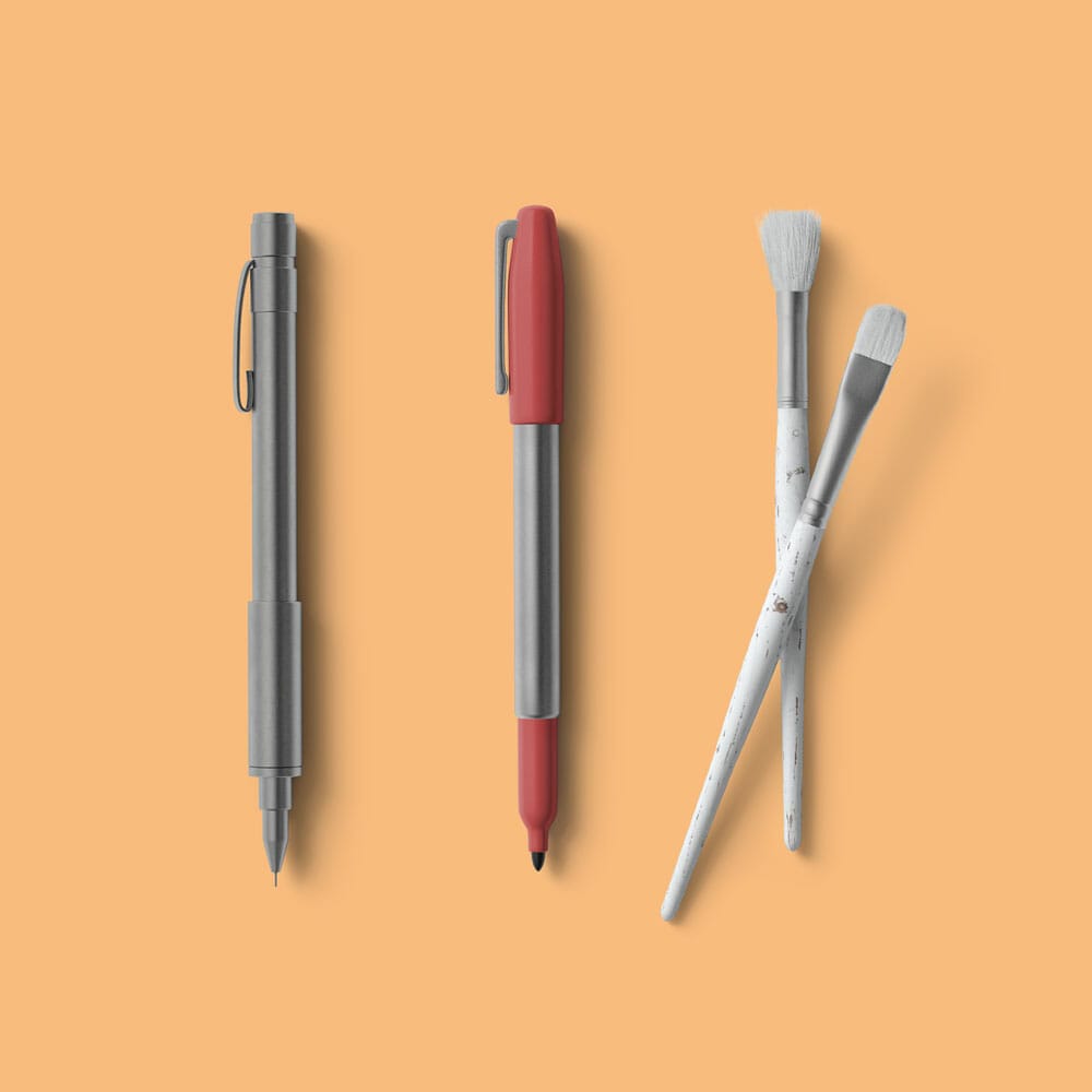 Free Pens And Brushes Mockup