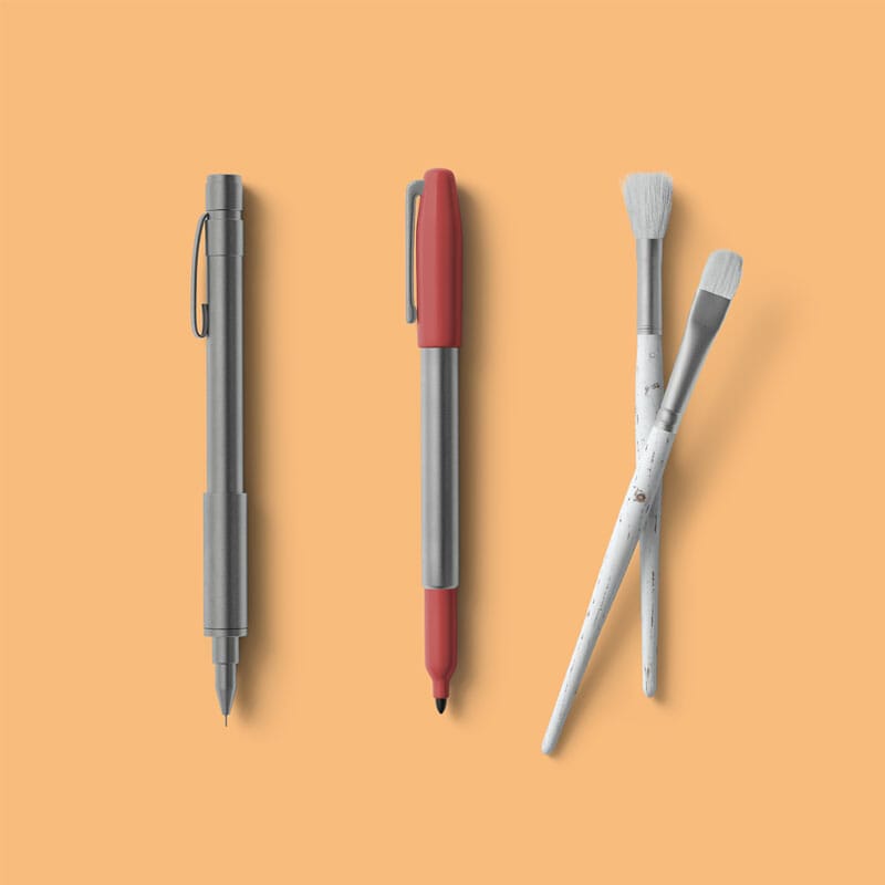 Free Pens And Brushes Mockup