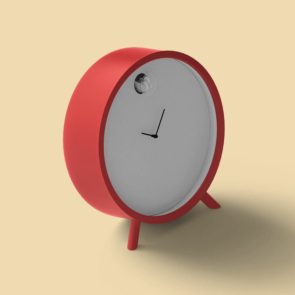Free Red Round Table Clock Mockup