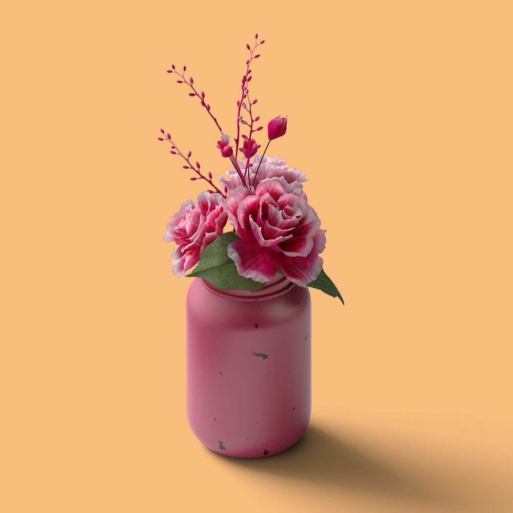 Free Roses In Vase Mockup