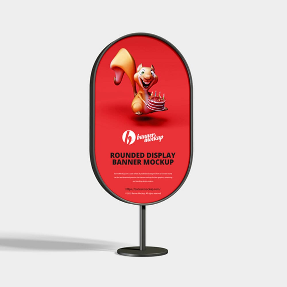 Free Rounded Advertising Display Banner Mockup