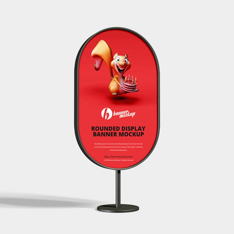 Free Rounded Advertising Display Banner Mockup