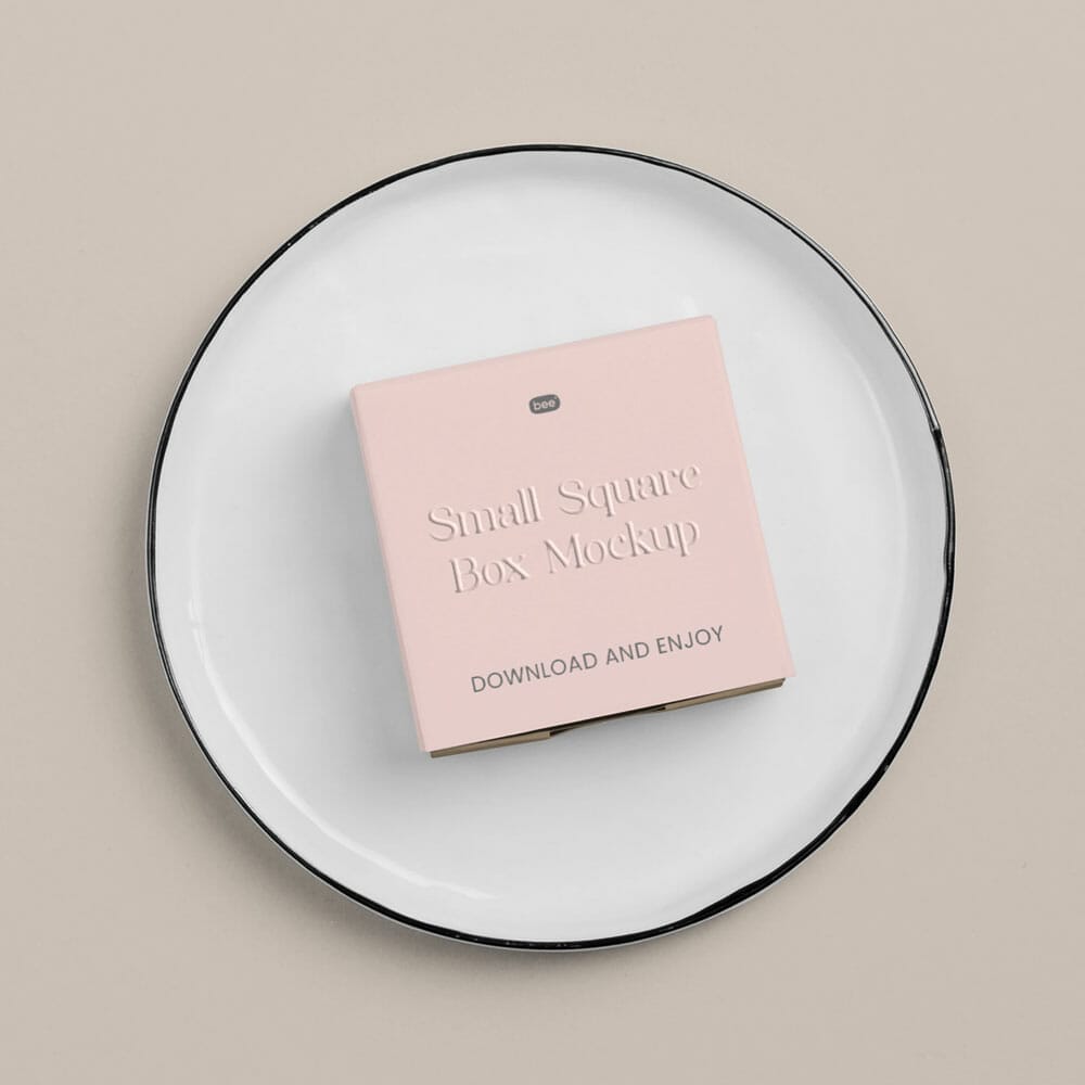 Free Small Square Box Mockup Top View