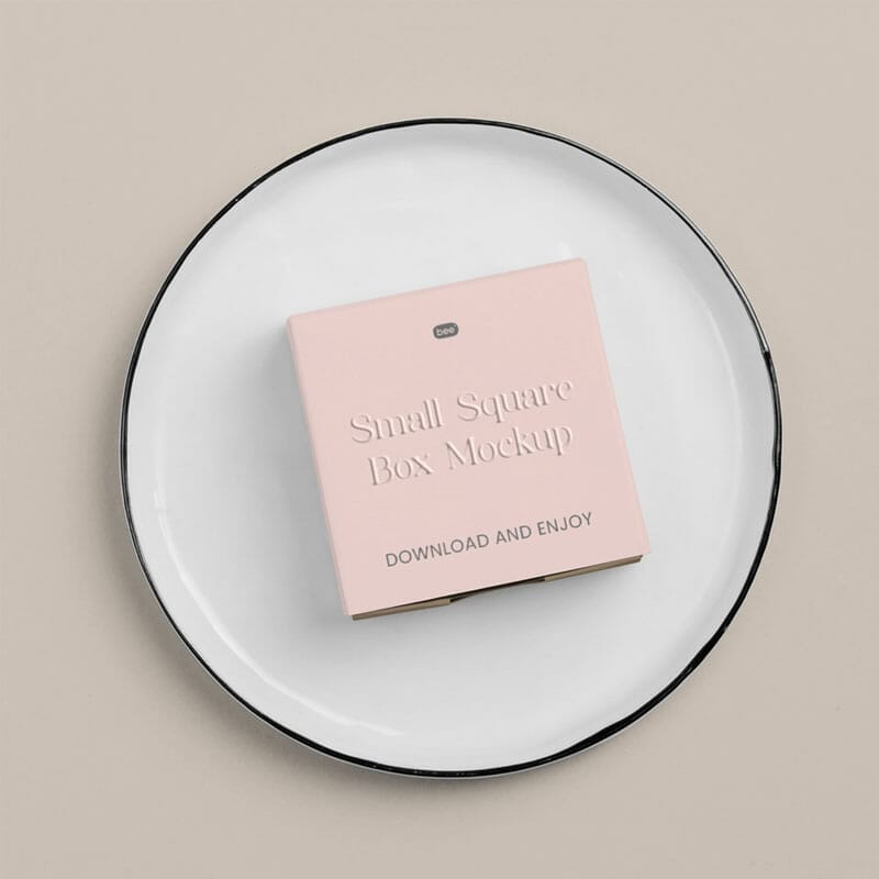 Free Small Square Box Mockup Top View