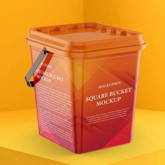 Free Square Bucket Mockup PSD Template