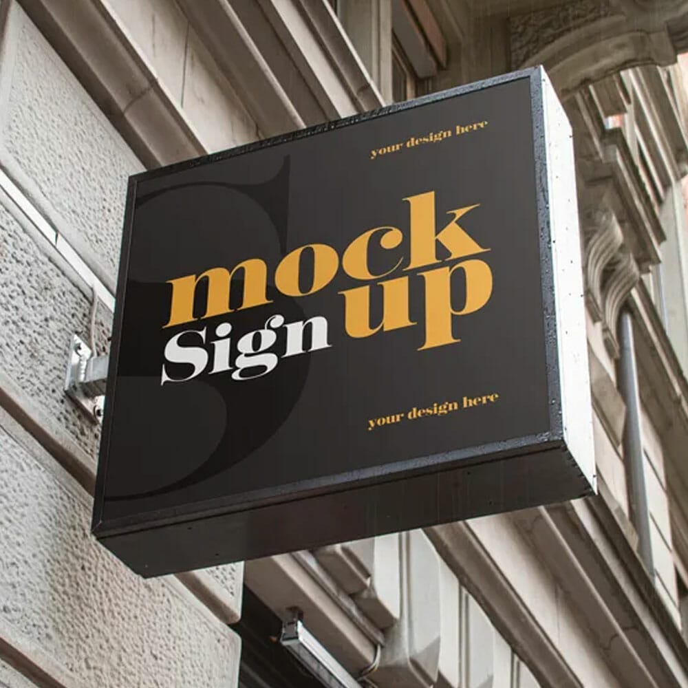 Free Square Outdoor Sign Mockup