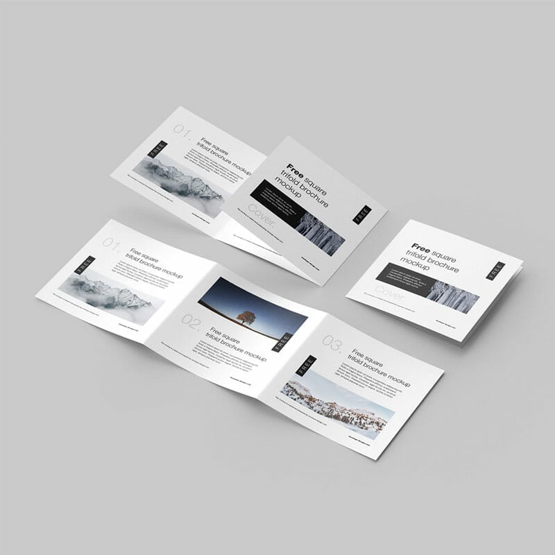 Free Square Trifold Flyer Mockup
