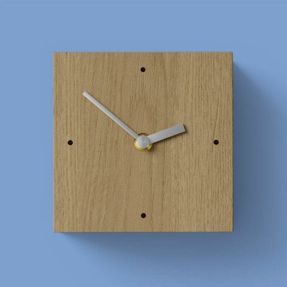 Free Square Wooden Table Clock Mockup
