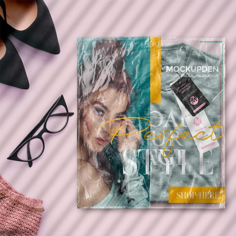 Free T Shirt Packaging Mockup PSD Template