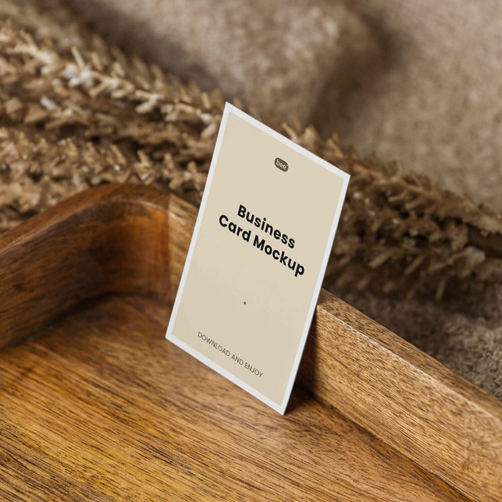 Free Vertical Business Card With Plant Mockup