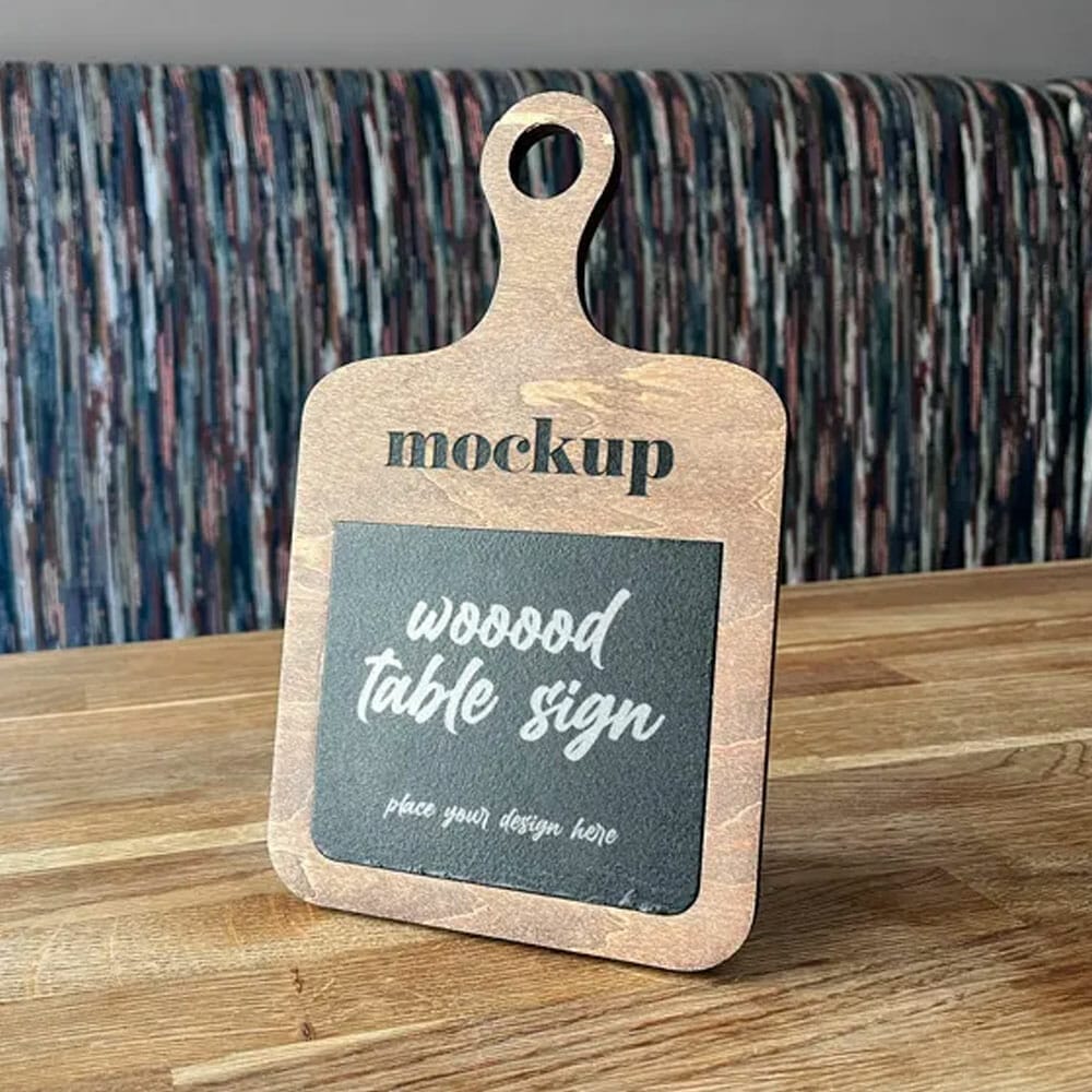 Free Wood Table Sign Mockup