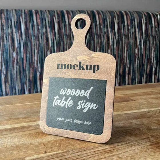 Free Wood Table Sign Mockup