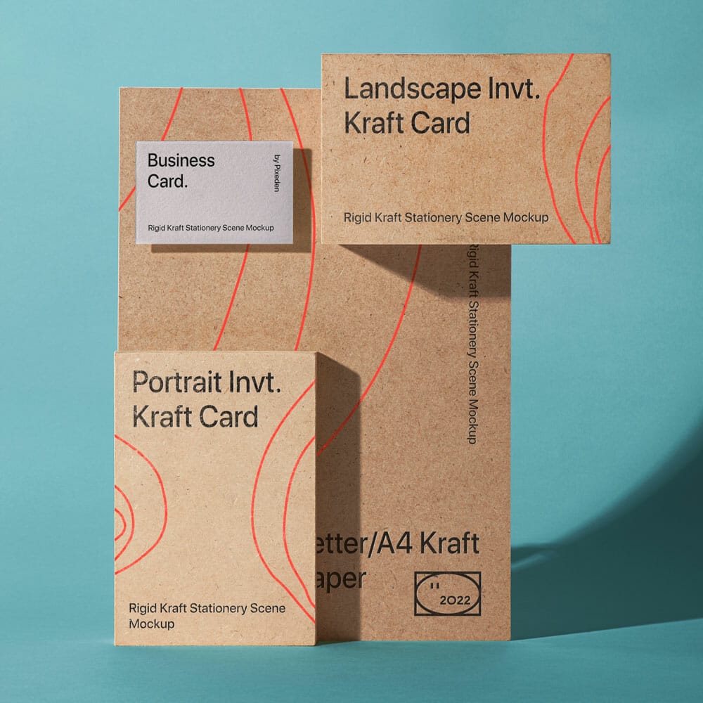 Kraft PSD Stationery Mockup Scene