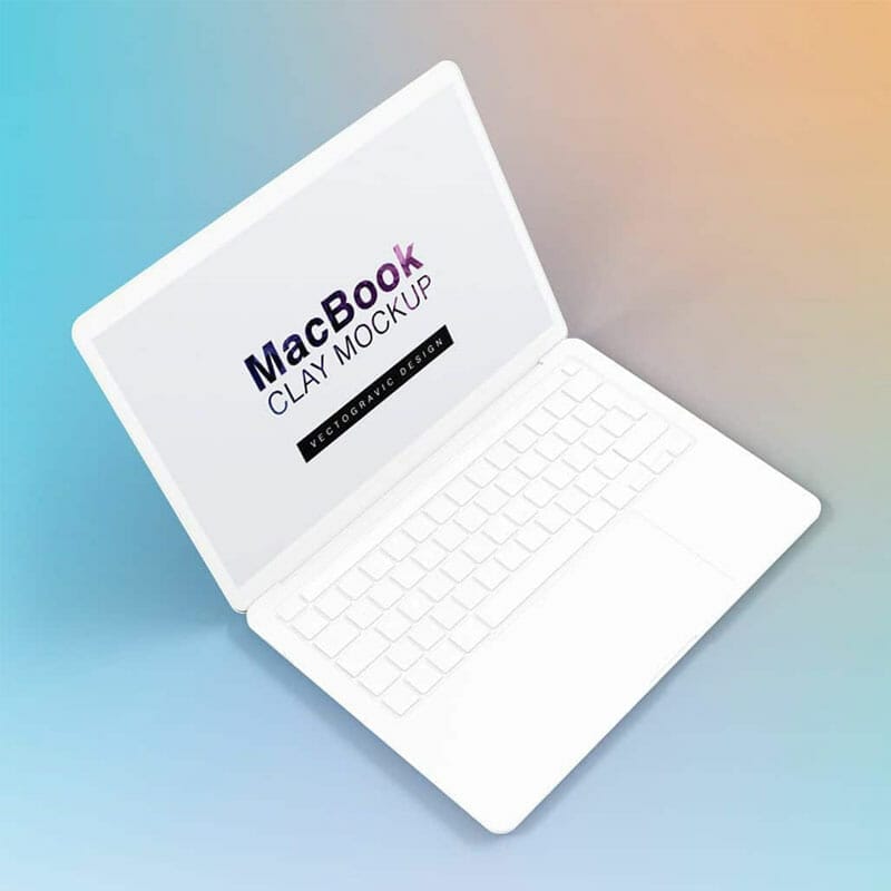 Left Top View Laptop Macbook Clay Free Mockups