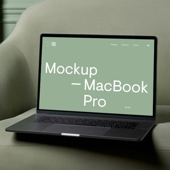 MacBook Pro On A Couch Mockup