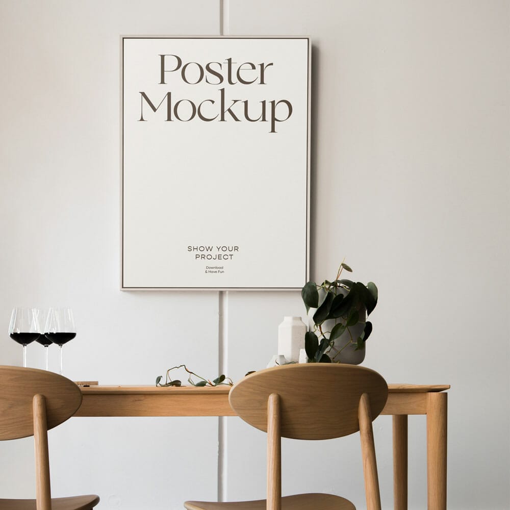 Poster In Dining Room Mockup