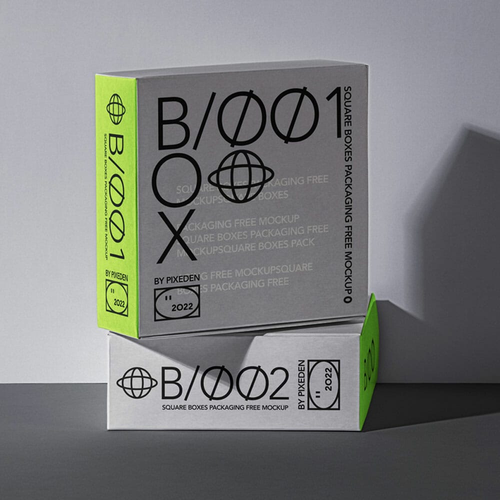 Square Boxes Packaging PSD Mockup Set