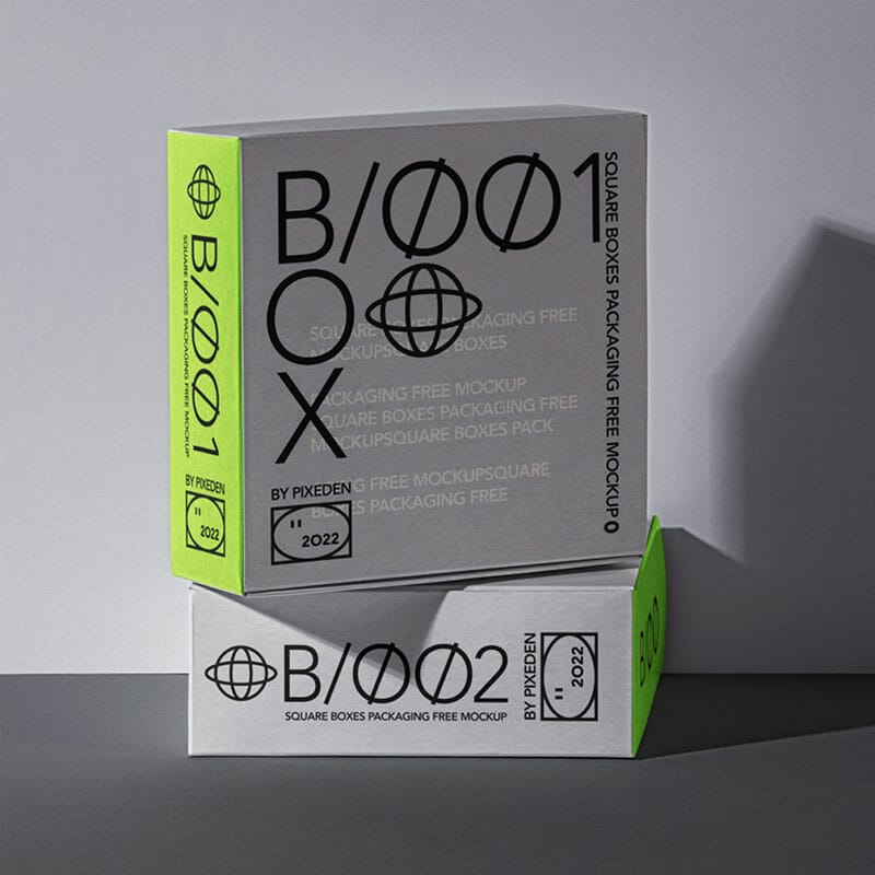 Square Boxes Packaging PSD Mockup Set