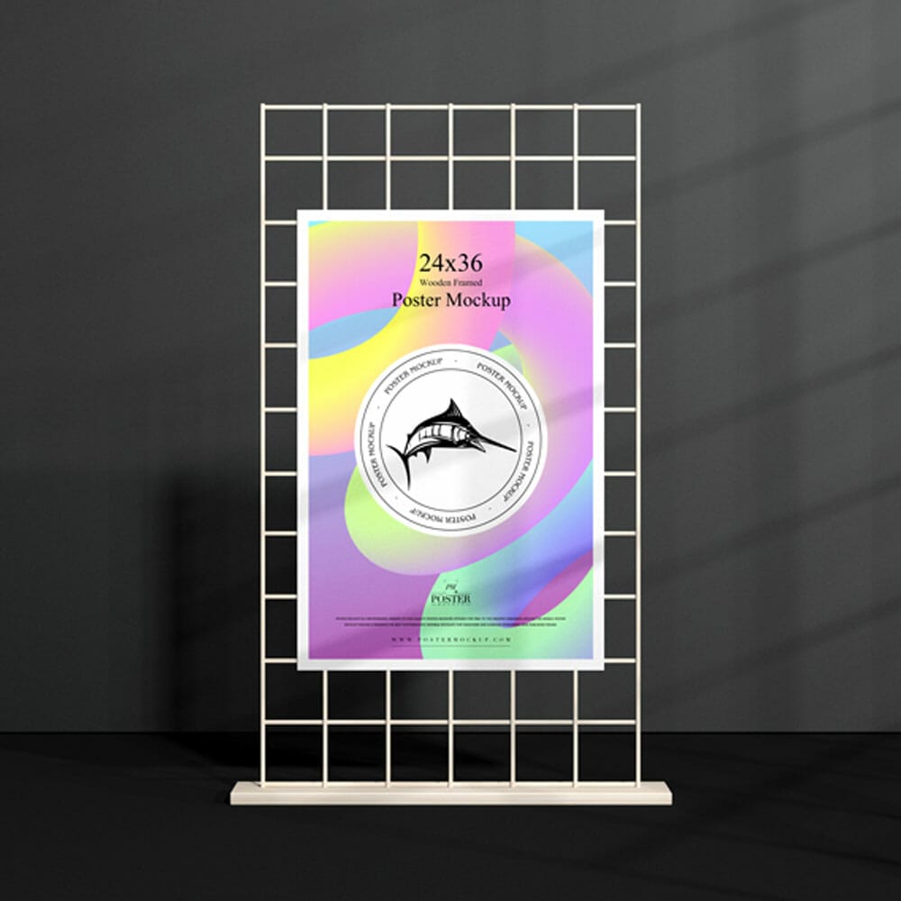 Wooden Framed 24×36 Poster Mockup