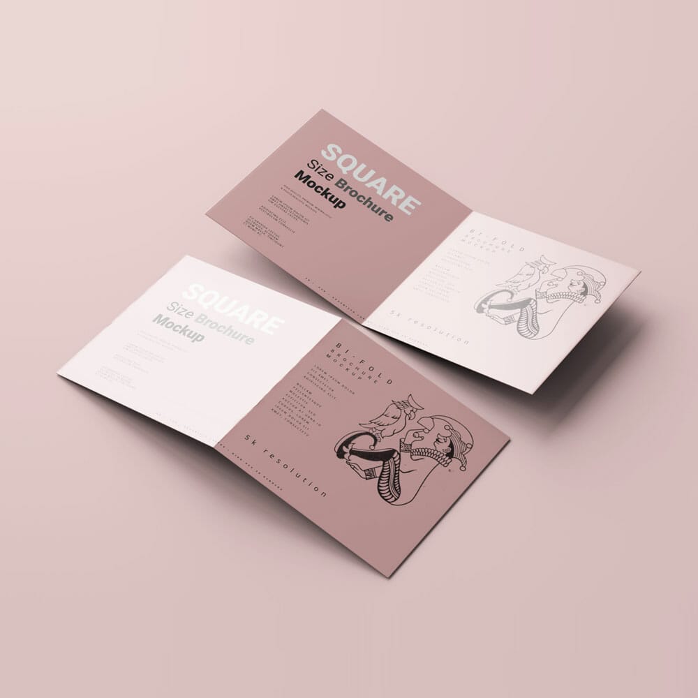 Bi-Fold Square Brochure Mockups