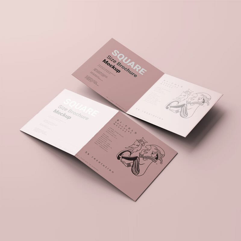 Bi-Fold Square Brochure Mockups