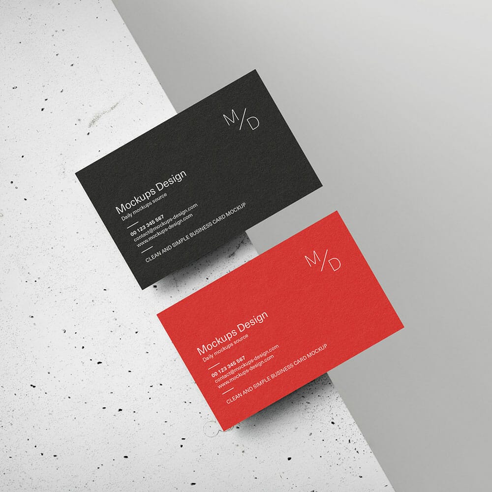 Business Cards On Concrete Cube Mockup