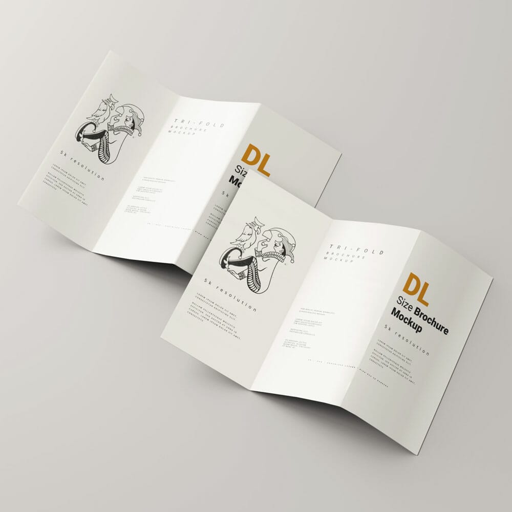 DL Size Tri-Fold Brochure Mockups