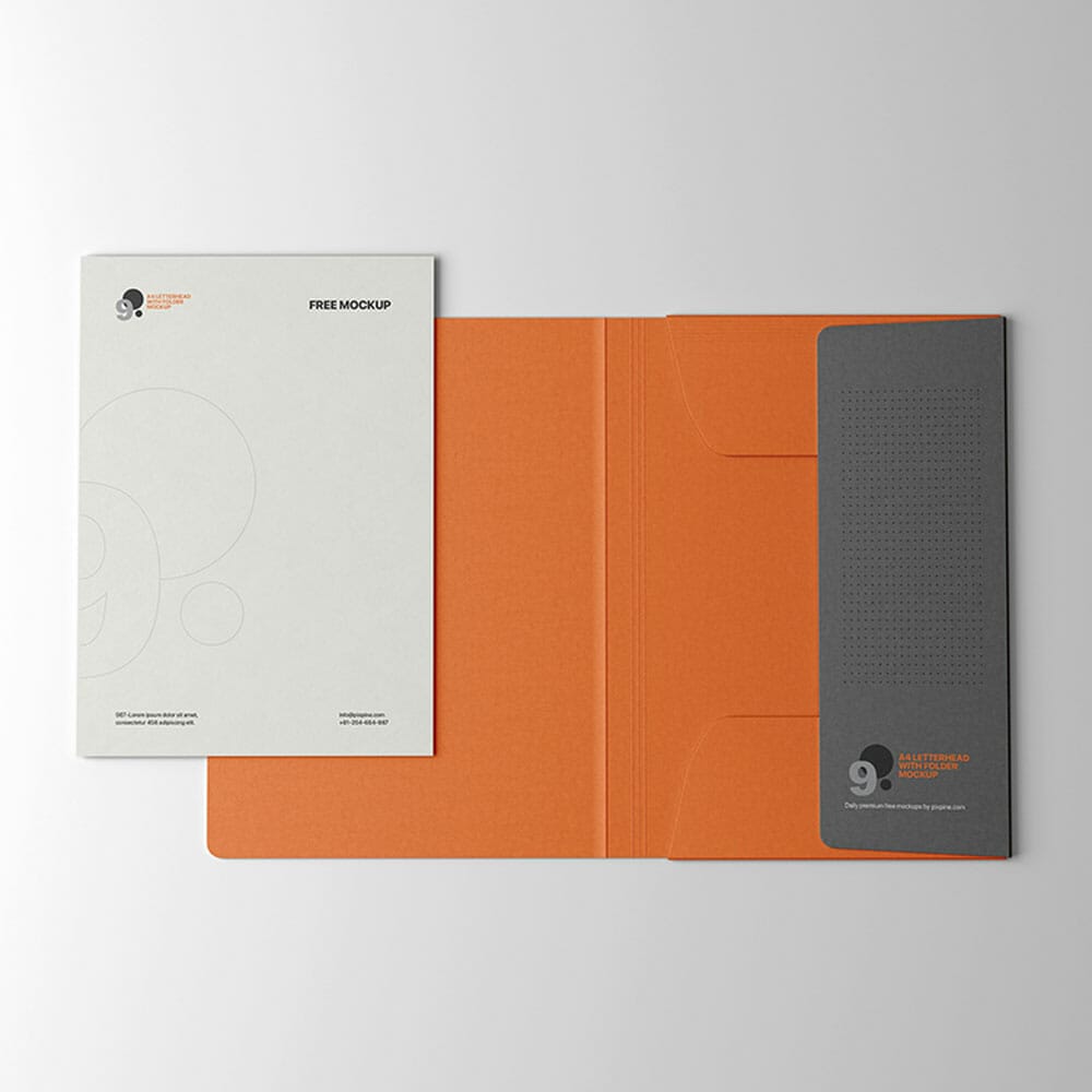 Free A4 Letterhead With Folder Mockup
