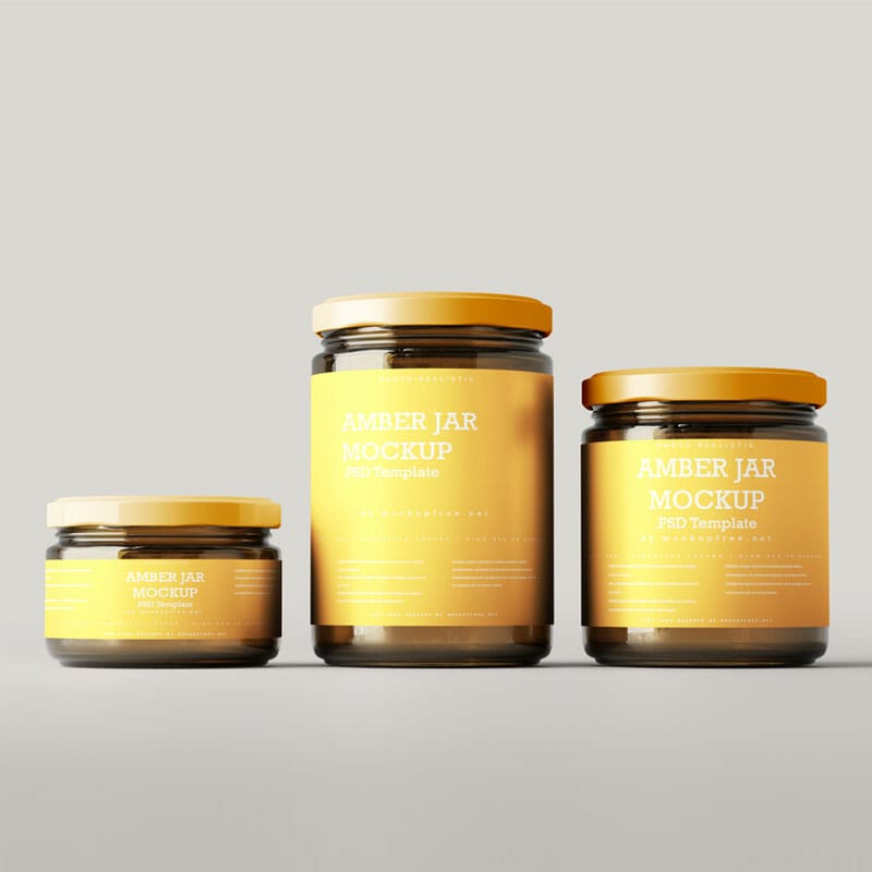 Free Amber Glass Jar Mockups