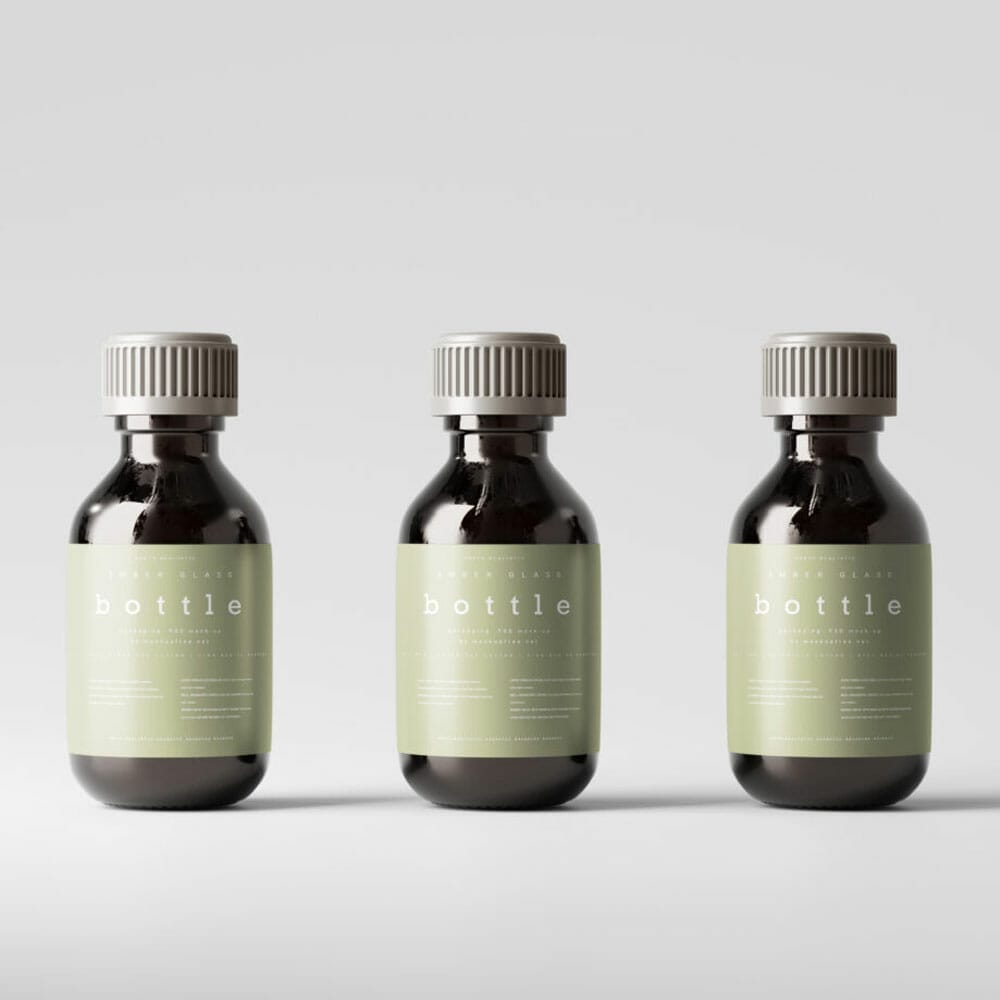 Free Amber Glass Medicine Bottle Mockups