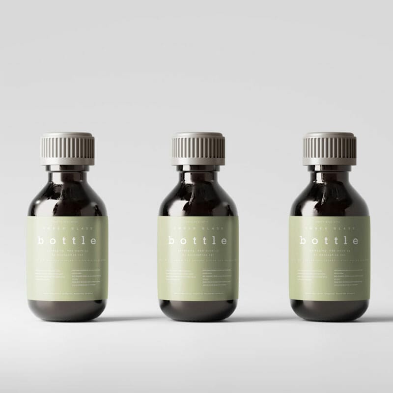 Free Amber Glass Medicine Bottle Mockups