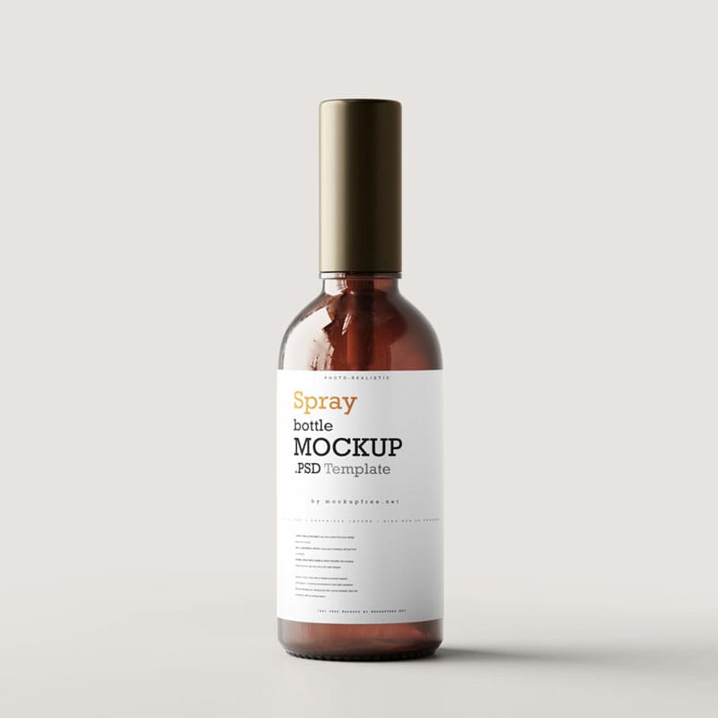 Free Amber Glass Spray Bottle Mockups