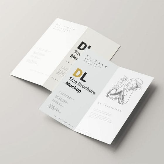 Free Bi-Fold DL Brochure Mockup