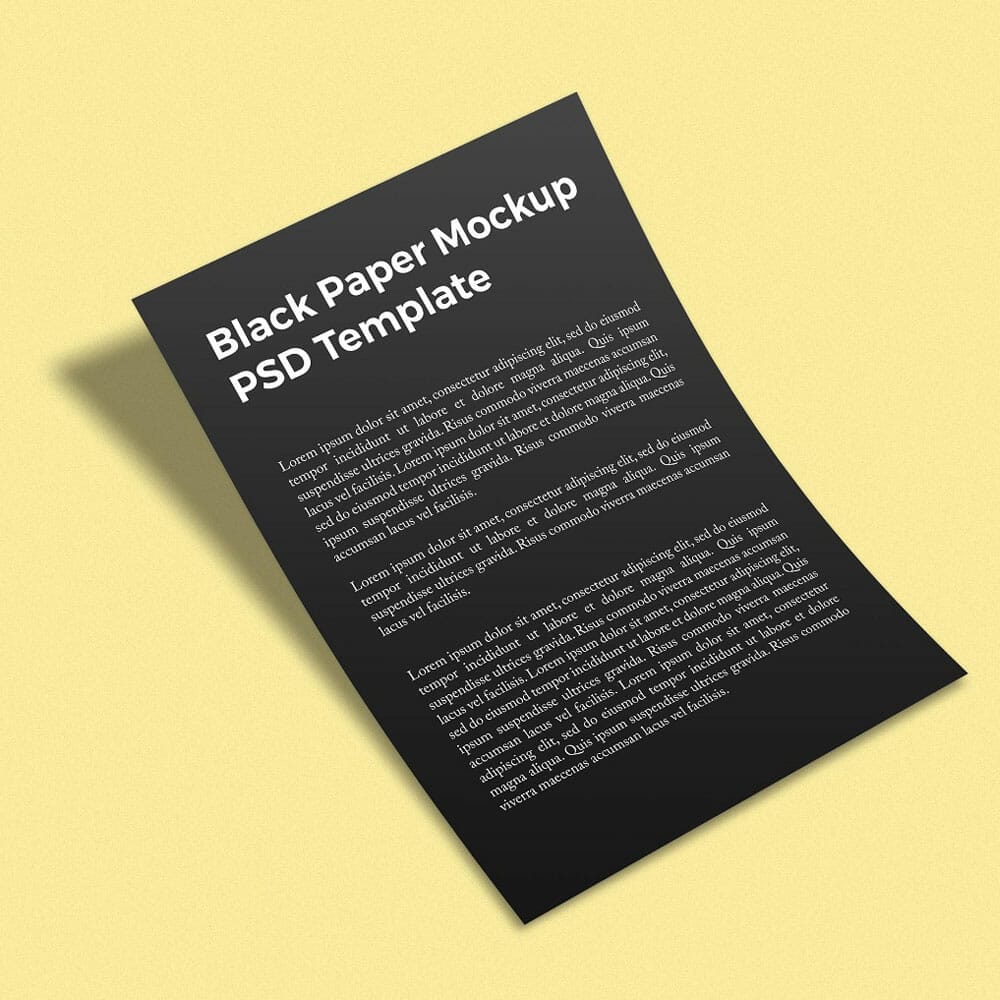 Free Black Paper Mockup PSD Template