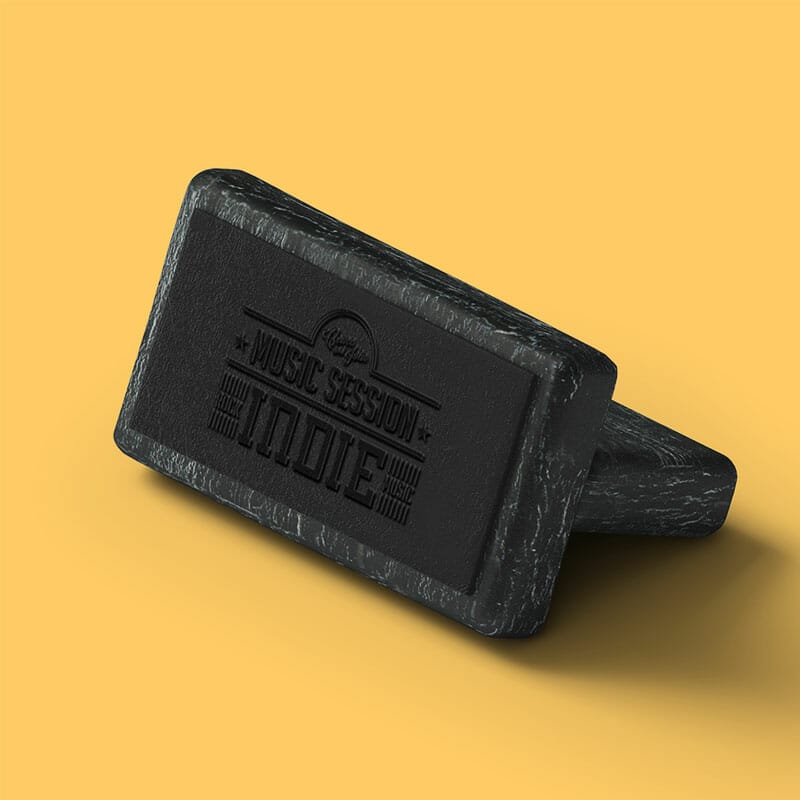 Free Black Stamp Mockup Isometric