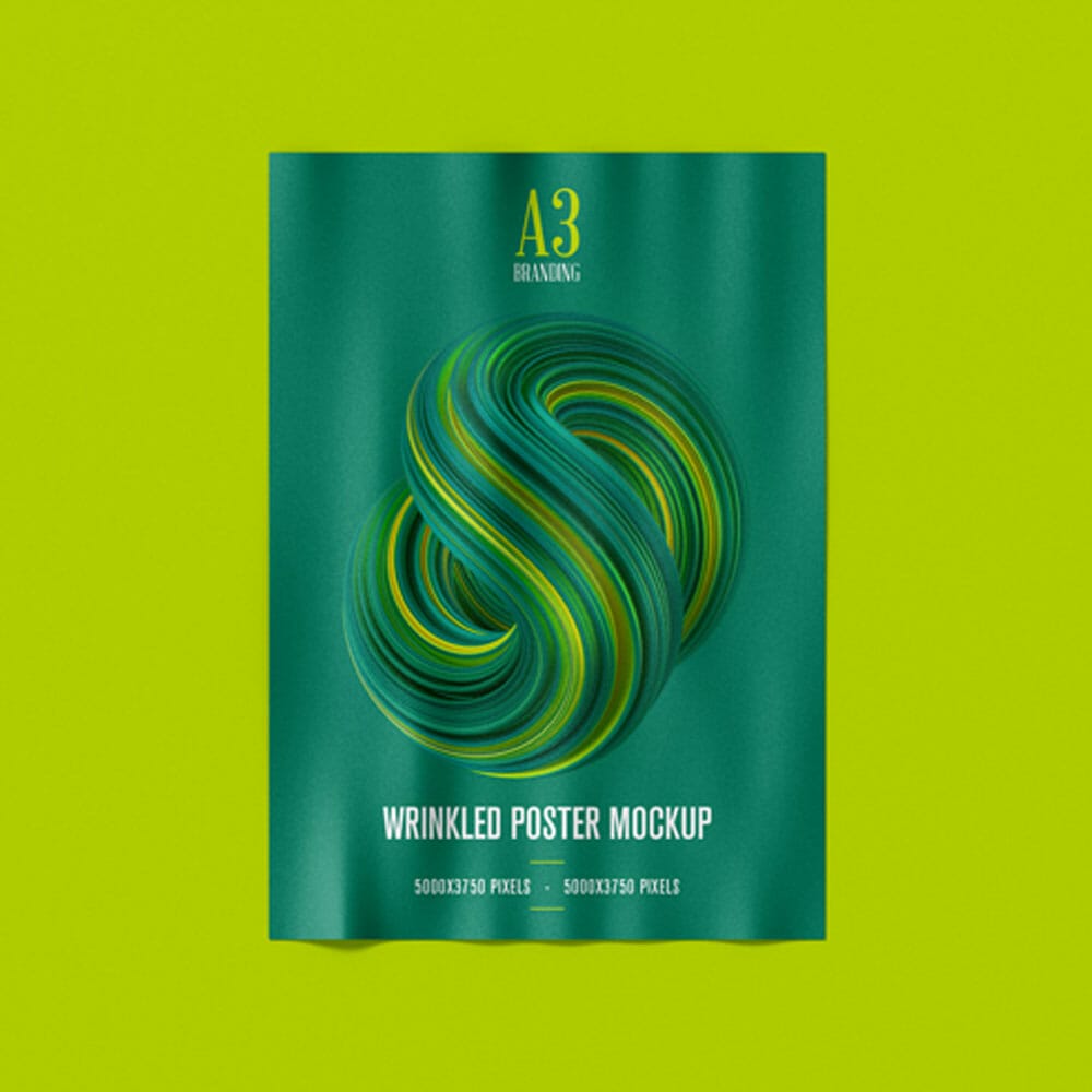 Free Branding A3 Wrinkled Poster Mockup