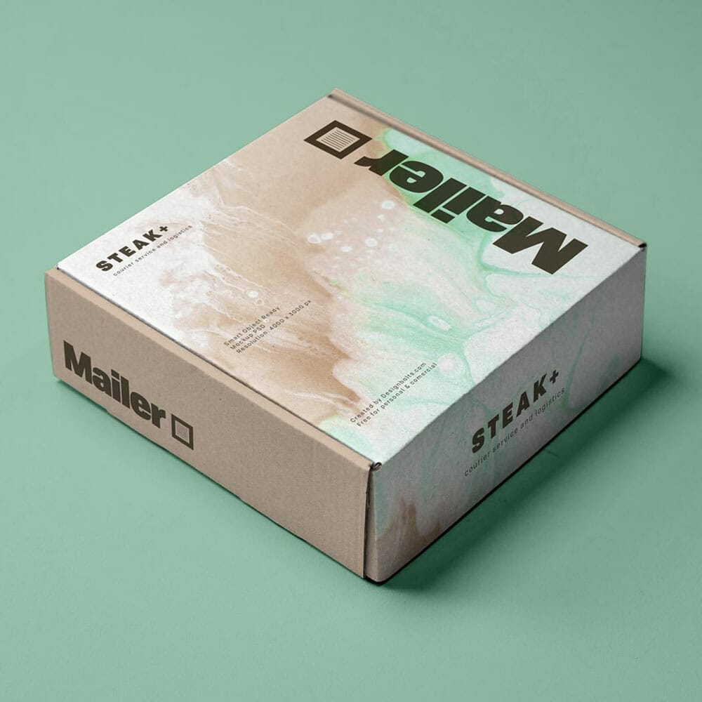 Free Brown Cardboard Delivery Mailer Box Mockup PSD