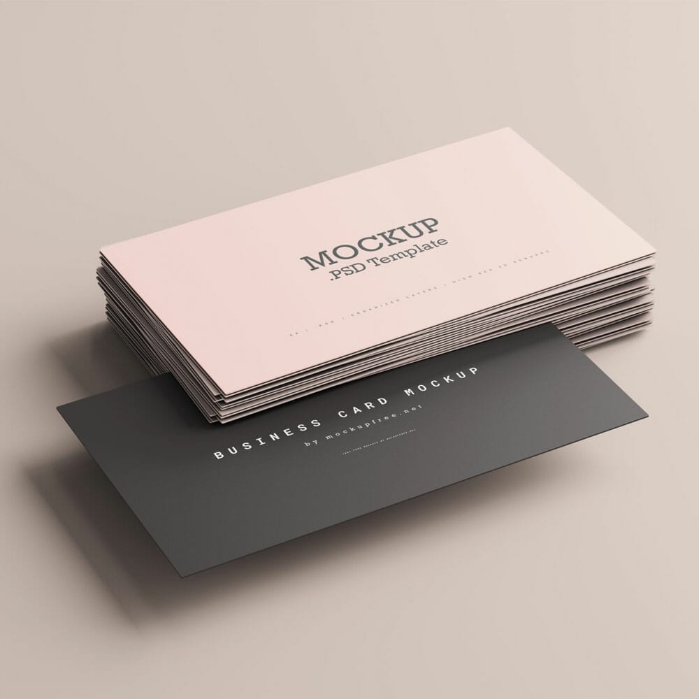 Free Business Card Stack Mockup