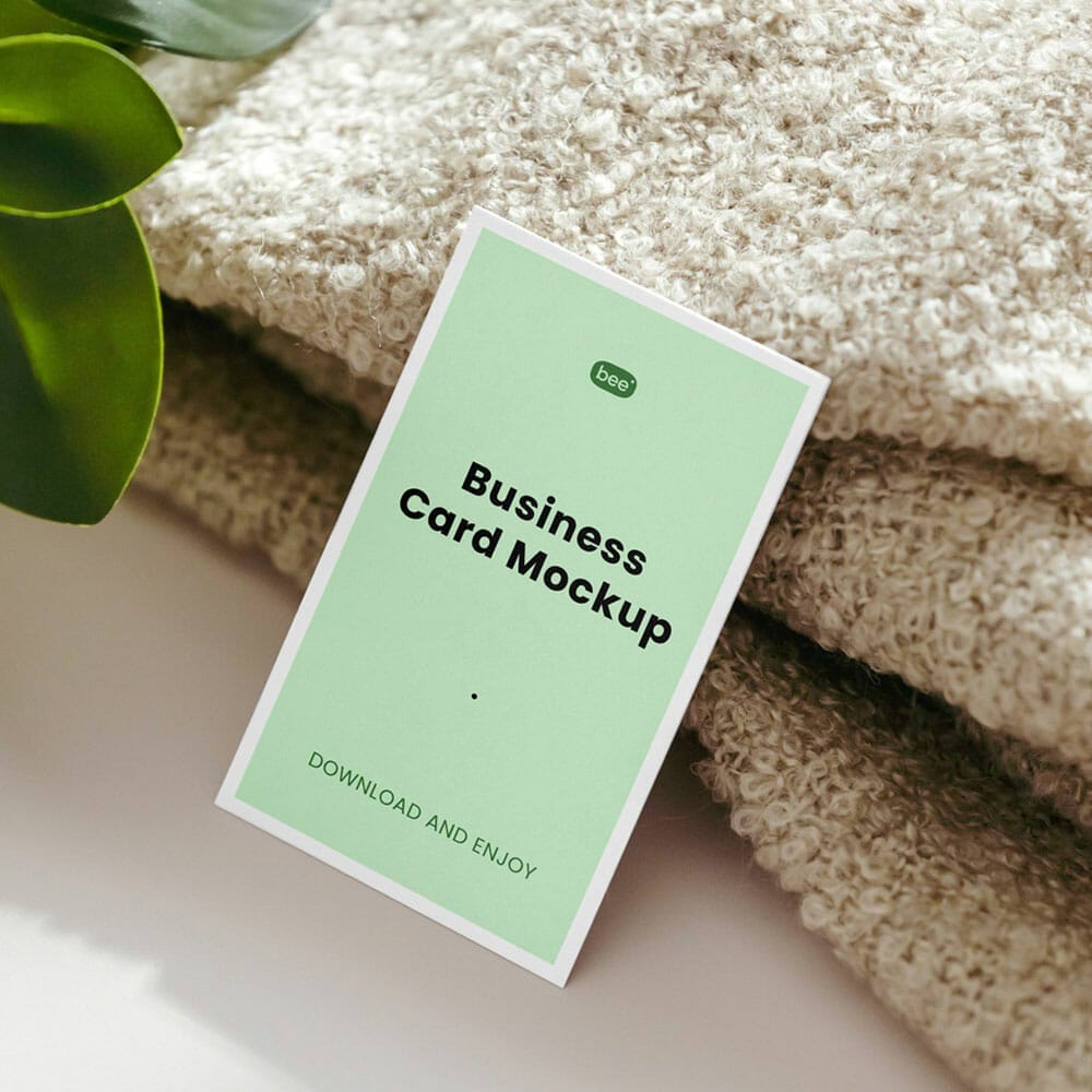 Free Business Card With Blanket Mockup