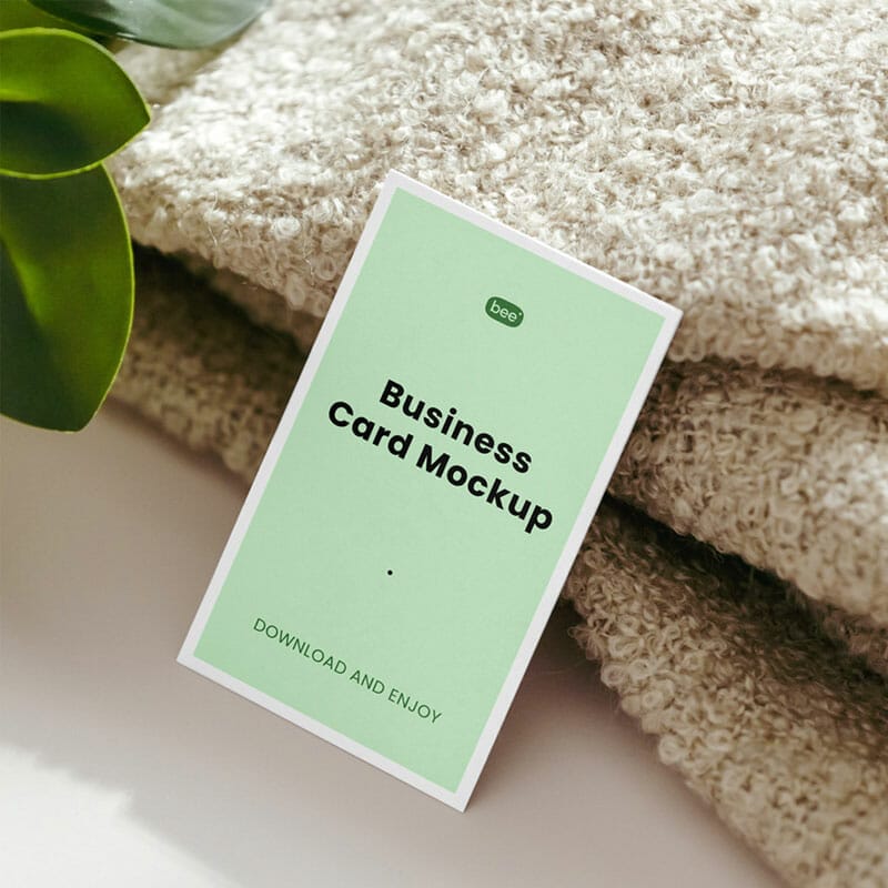 Free Business Card With Blanket Mockup