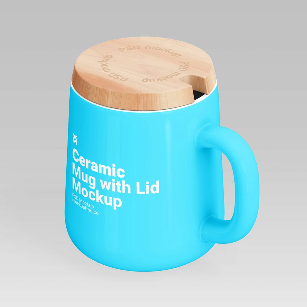 Free Ceramic Mug With Lid Mockup PSD Template