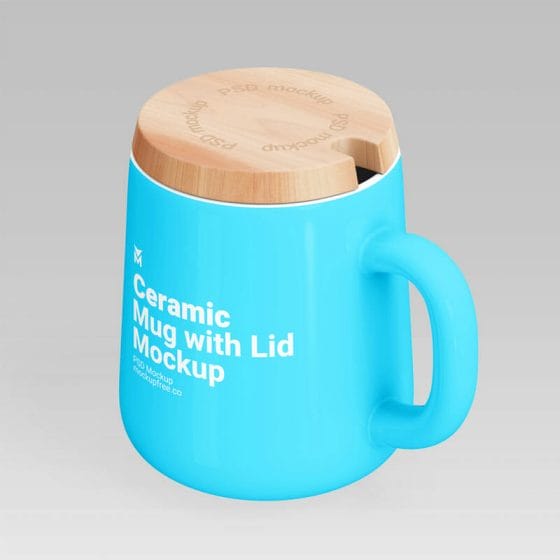 Free Ceramic Mug With Lid Mockup PSD Template